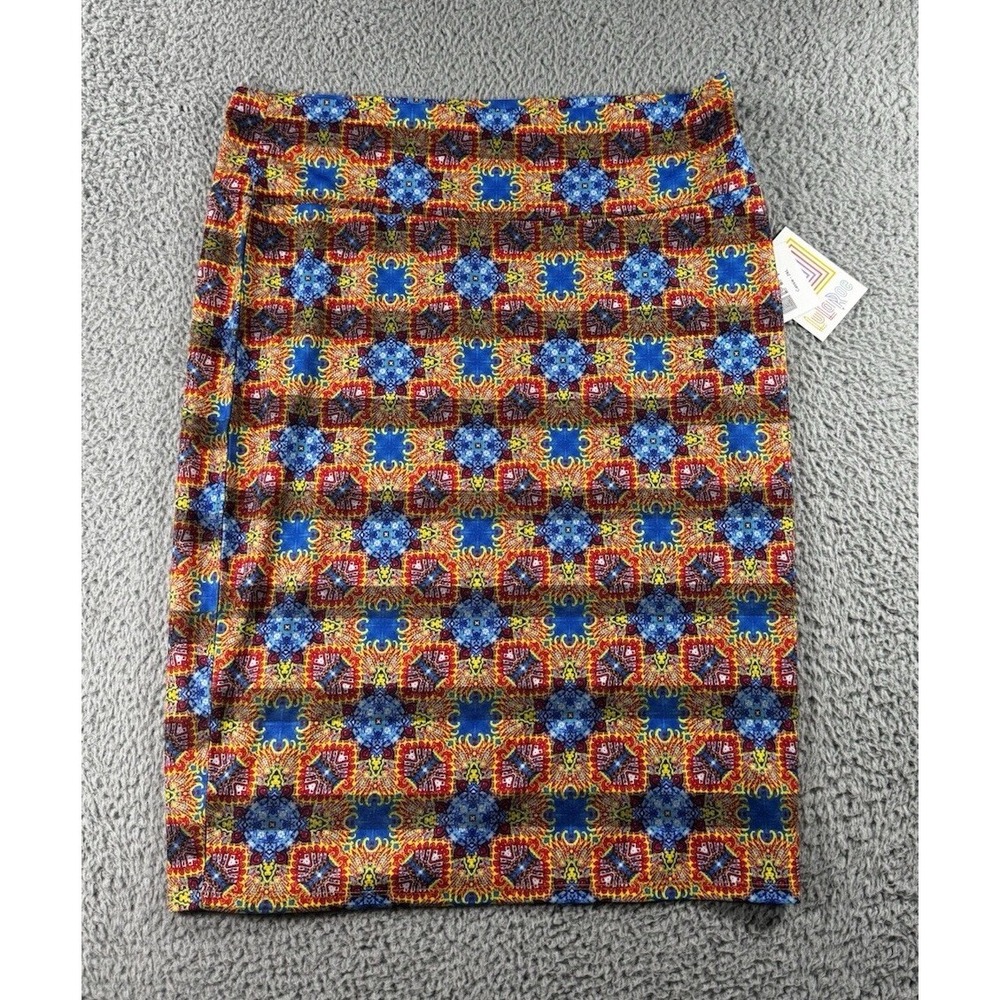 LuLaRoe Cassie Pencil‎ Skirt Women 2XL Multi Color Geometric Boho Artsy Colorful
